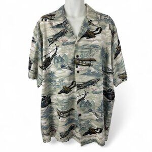 Vintage Kalaheo Hawaiian Shirt War Era Planes Helicopters Jets Mens 2X